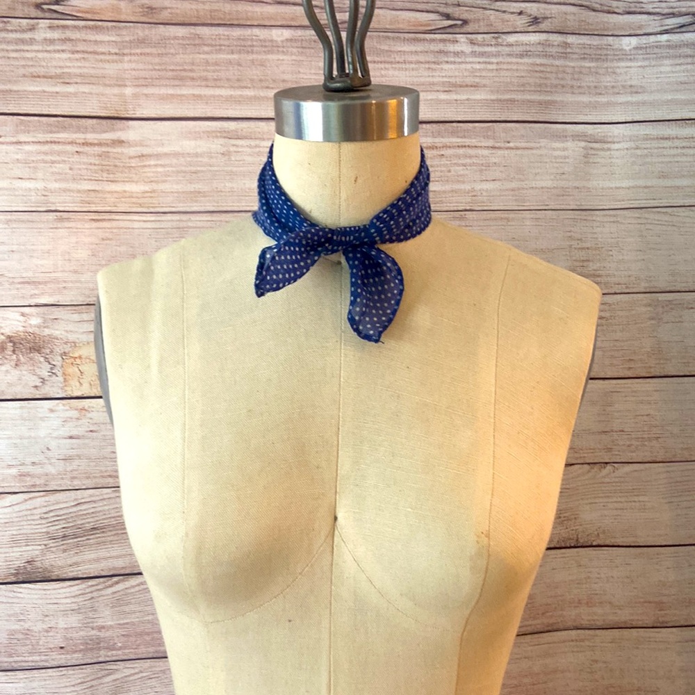 Blue White Polka Dot Neck Scarf
